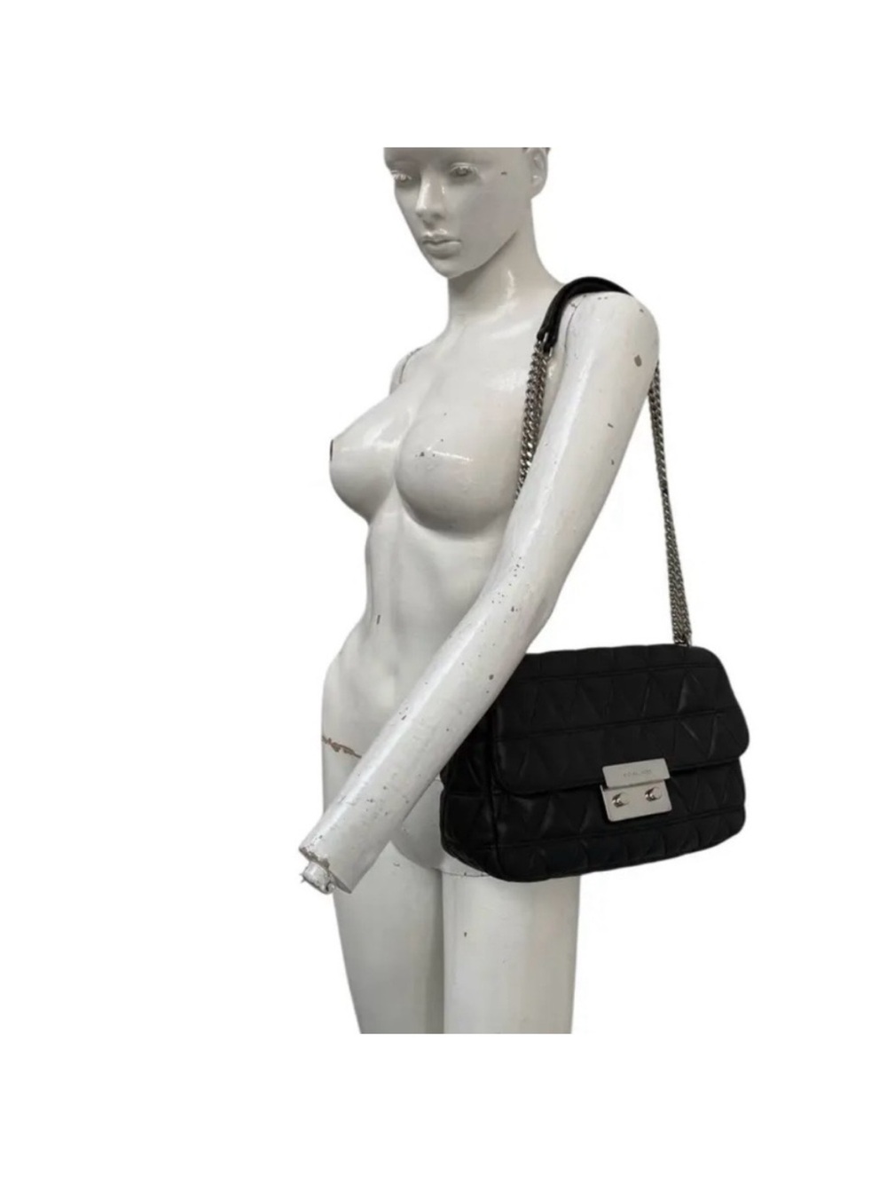 Michael Kors Quilted Black Shoulder Bag with Chain Strap